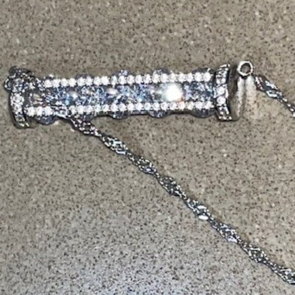 STERLING SILVER & CUBIC ZIRCONIA DESIGNER NECKLACE Fuzion Creations NEW 85 Gems - Picture 15 of 16